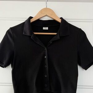 Sunday Best Black Button Up Crop Top